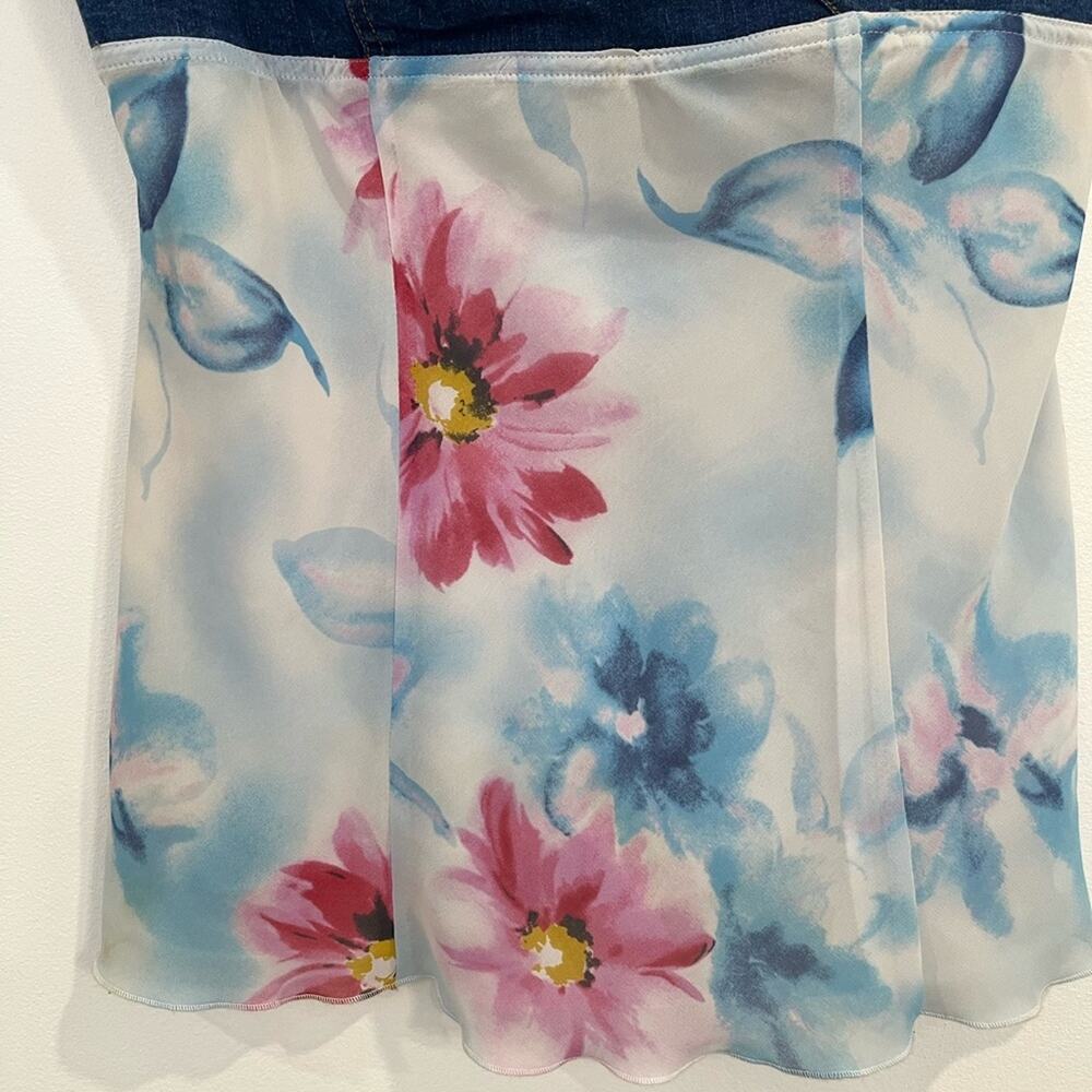 Vintage Forenza Denim Floral Y2K Top 8 Artsy Statement Festival - Picture 3 of 10